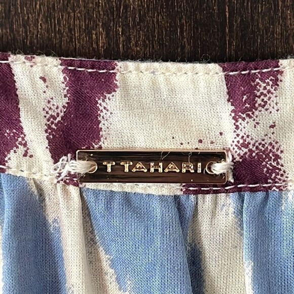 T Tahari Multi Color Cotton Tiered Midi Dress Medium - Picture 3 of 5